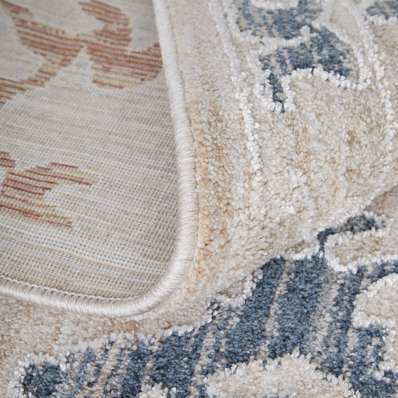 Pasha Transitional Floral & Botanical, Ivory/Blue/Gold