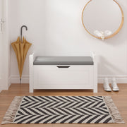 Kids Toy Box Chest Storage Cabinet With Cushion Seat Bench Flip Top Lid Safety Hinge - White