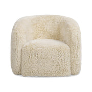 Colt 33' Fur Swivel Upholstered Barrel Accent Arm Chair, Cream Beige Faux Fur