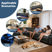 Power Recliner Sectional Sofa with Bluetooth Speakers, L-Shaped Living Room Furniture Set with Wireless Charging, LED Lights, Storage Console & Cup Holders, Living Room Furniture