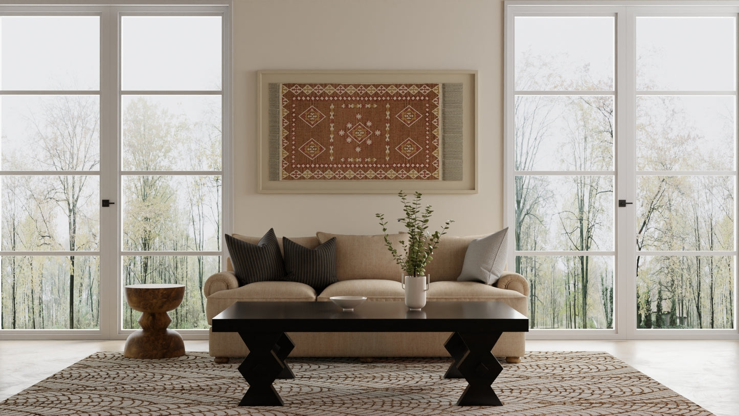 Wallace Modern Ikat, White/Brown