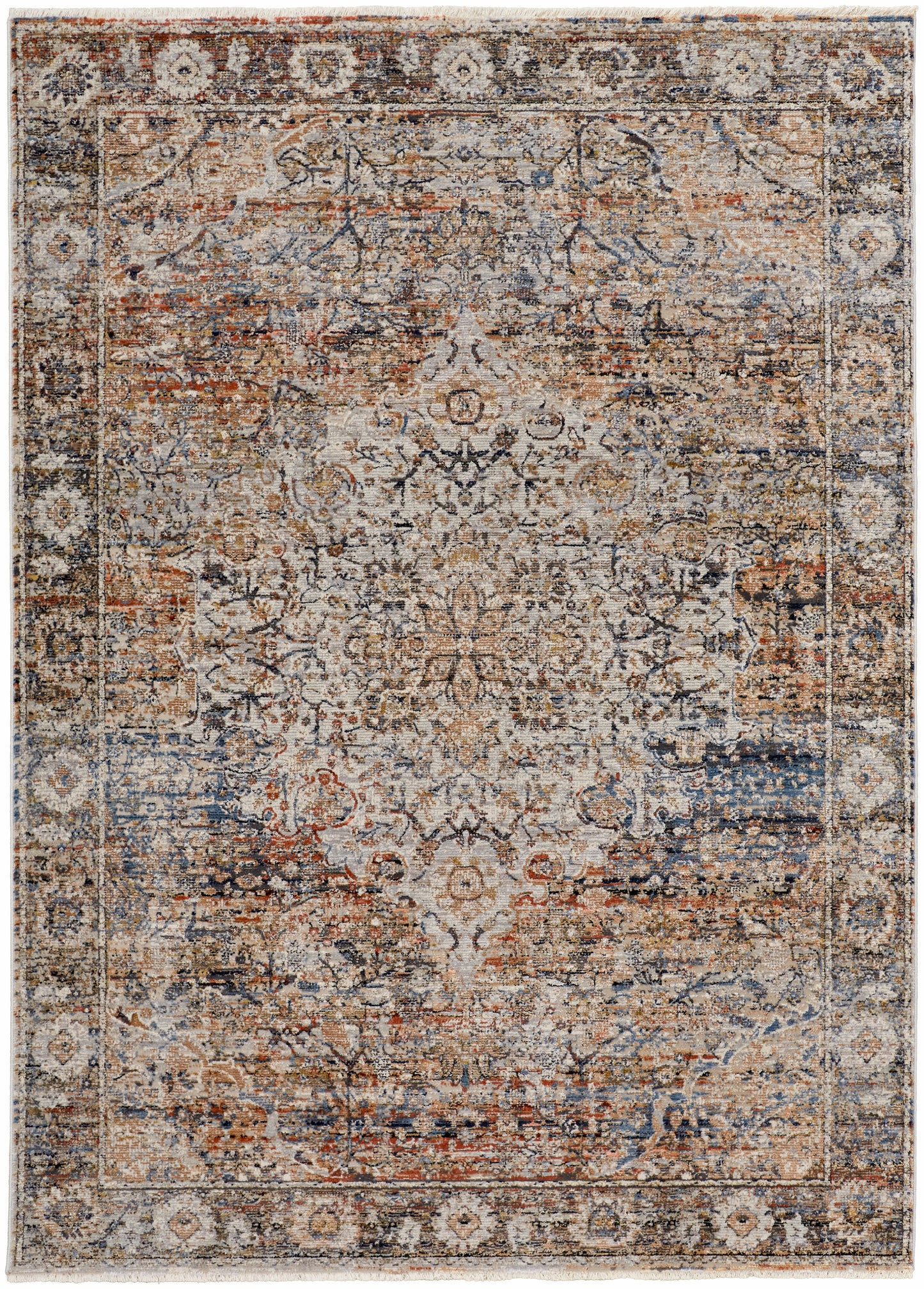 Kaia Transitional Medallion, Tan/Orange/Blue
