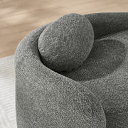 Modern Oval Single Lazy Sofa Chair with Integrated Backrest, Side Armrest and Pillow, Compact Space-Saving Lounge Chair for Living Room Bedroom-Dark Gray