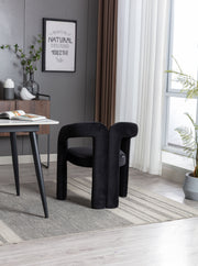 Contemporary Designed Velvet Fabric Upholstered Accent/Dining Chair /Barrel Side Chairs Kitchen Armchair for Living Room set of 2 (Black Velvet)