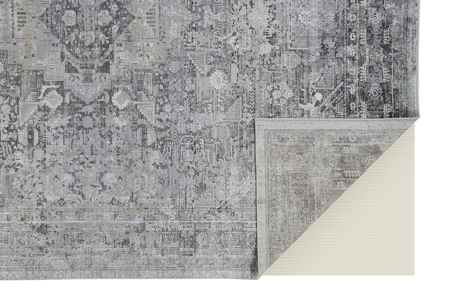 Sarrant Transitional Medallion, Gray/Silver/Ivory