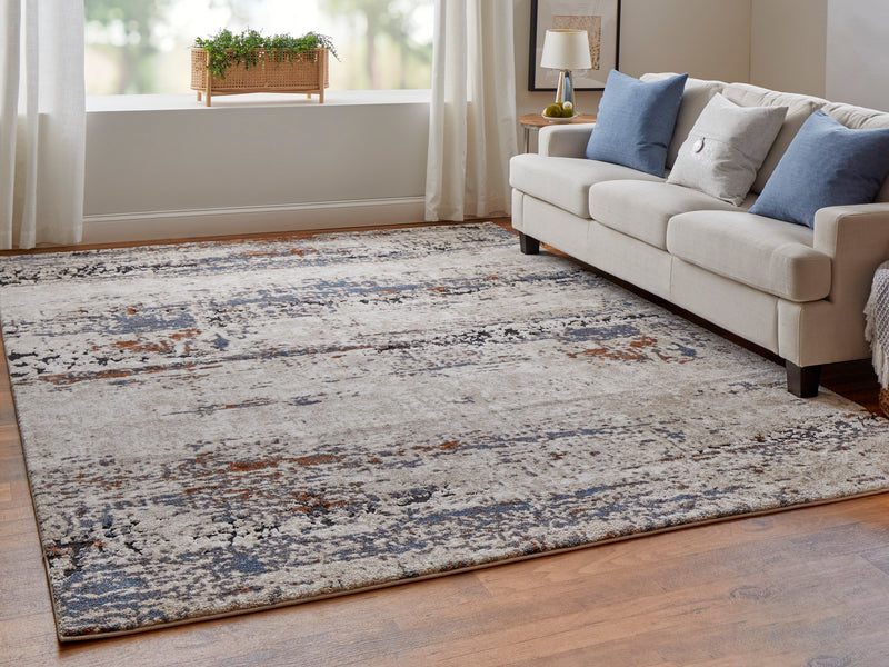 Gilmore Modern Abstract, Ivory/Blue/Gray