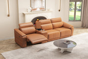 Power Recliner Sofa Set, 3-Seat Reclining Sectional Sofa with Adjustable Headrest &  Power Recline, Breathable Leather with Storage Console & USB Ports, Easy Assembly Living Room Furniture Sets