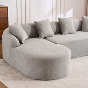 Boneless L-Shape Sectional Sofa with Curved Chaise,Grey Modular Chenille Compression Couch,30D High-Density Foam,Minimalist Modular Couches Sleeper for Living Room Bedroom Apartment Lounge.