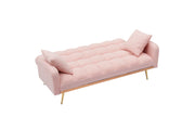 Soft Teddy Fleece Adjustable Pink Sofa Bed, Multifunctional Couch for Living Room Bedroom Small Spaces