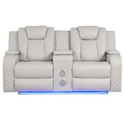 BENZ LED & Power Reclining Loveseat Made With Faux Leather in Ice