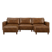 Modern Luxury Sectional Sofa Couch Quality Upholstery Breathable PU Leather Couch L Shape Sofa with Convertible Ottoman Chaise,Brown