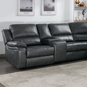 Modern 7-Piece Power Reclining Sectional Sofa in Black with Premium Faux Leather, 3 Adjustable Recliners, USB Ports & Cup Holders, Oversized Seating for Living Room