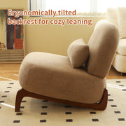 Cute Accent Chair with Solid Wood Legs, Living Room Chair with Soft Fabric Cushion, Cozy Bedroom Chair, Comfy Armless Reading Chair for Apartment, Waiting Room, Balcony (Camel)