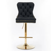 Thick Swivel Barstools Adjusatble Seat Height From 25-33", Modern Upholstered Bar Stools With Backs Comfortable Tufted For Home Pub And Kitchen Island (Set of 2)
