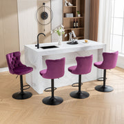Swivel Barstools Adjusatble Seat Height, Modern Upholstered Bar Stools With Backs Comfortable Tufted For Home Pub And Kitchen Island (Set of 2)