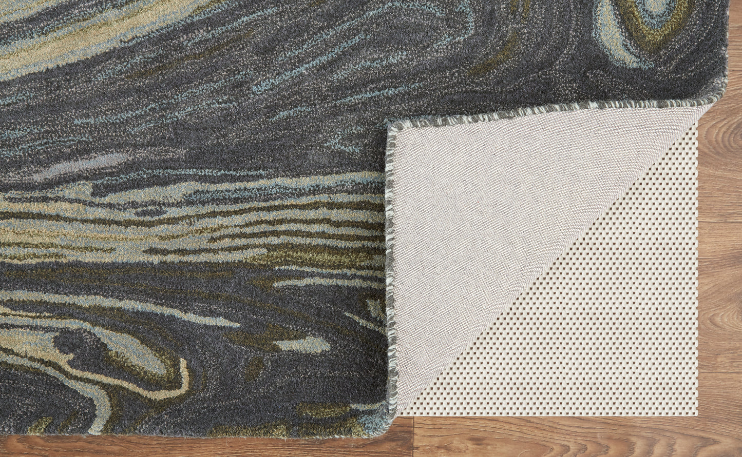 Amira Transitional Abstract, Blue/Ivory/Green