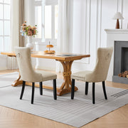 Dining Room Chairs Set of 2,Vintage Sheepskin Texture PU Leather,High Back with Button Tufted & Nailhead Trim,Wood Frame,S-Spring & Resilient Sponge Cushion,Ideal for Kitchen,Beige,SW1101BG