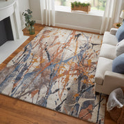 Gilmore Modern Watercolor, Blue/Orange/Gray