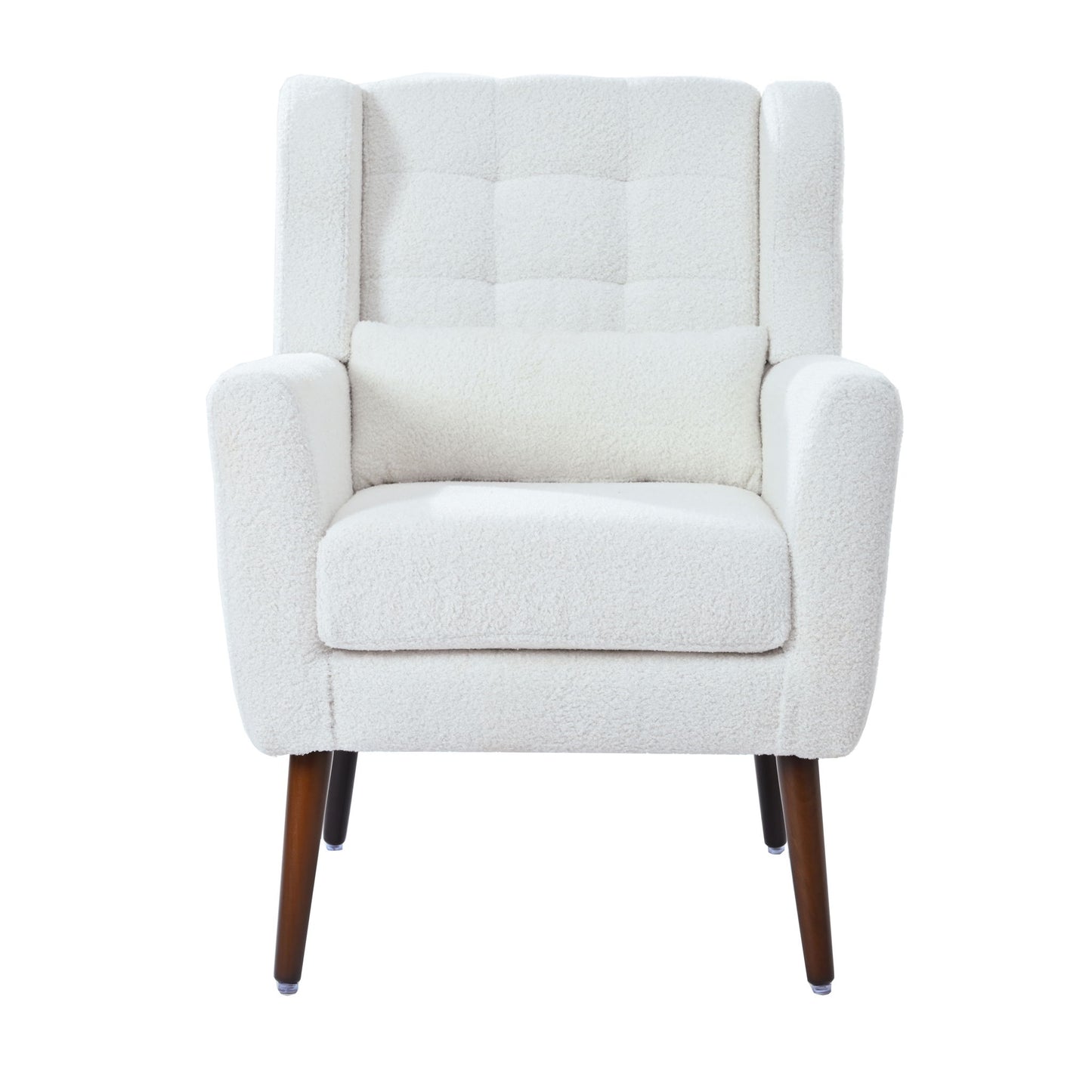 Modern Accent Chair, Arm Chairs For Living Room, Upholstered Mordern Armchair, Comfy Soft Padded Lounge Chair In Small Space, Bedroom, With Pillow, Solid Wood Leg
