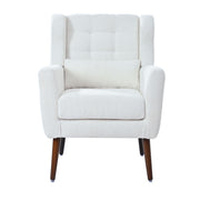 Modern Accent Chair, Arm Chairs For Living Room, Upholstered Mordern Armchair, Comfy Soft Padded Lounge Chair In Small Space, Bedroom, With Pillow, Solid Wood Leg