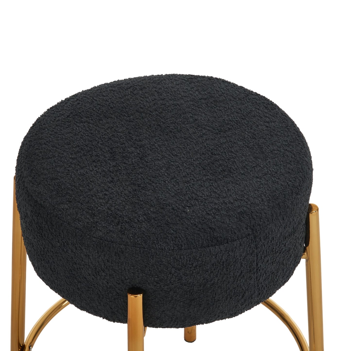 Round Bar Stools (Set of 2), Contemporary Upholstered Dining Stools For Kitchens, Coffee Shops And Bar Stores - Legs