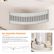 Boneless L-Shape Sectional Sofa with Curved Chaise,White Modular Chenille Compression Couch,30D High-Density Foam,Minimalist Modular Couches Sleeper for Living Room Bedroom Apartment Lounge.