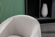 Swivel Accent Armchair Barrel Chair With Powder Coating Metal Ring