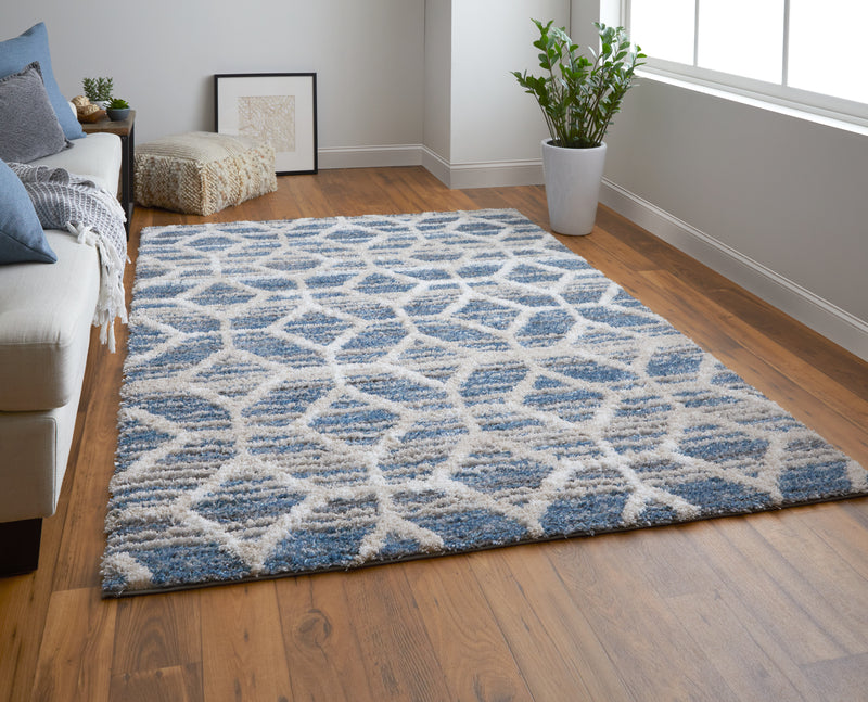 Mynka Transitional Diamond, Blue/Ivory