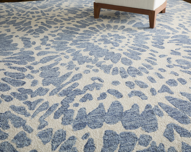Wallace Modern Abstract, Blue/Ivory