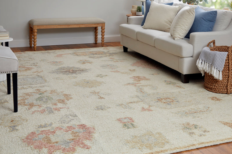 Grafton Transitional Floral & Botanical, Ivory/Orange/Gray