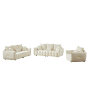 1 Seater + 3 Seater + 3 Seater,  Combo Sofa Modern Living Room Sofa, Teddy Sofa, Wooden Frame, 7 Cushions, Apartment Sofa Furniture