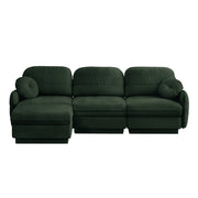 Oversize Chenille L-Shaped Sofa,Deep Seat Sofa Couch with Movable Ottoman,Exquisite round pillows and quilted back cushions,Recessed Base Frame Legs,Easy Assembly,Fits Living Room,Green