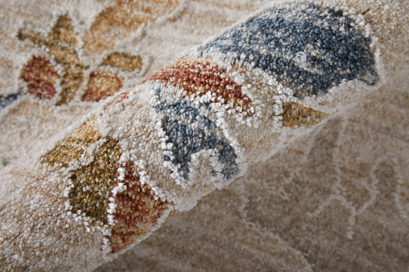 Pasha Transitional Floral & Botanical, Ivory/Blue/Gold