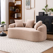 Old Sku: W2231P292607 Compression Loveseat Sofa, Curved Modern Styles Sofa for Small Spaces & Apartments, 30D Chenille No-Assembly,3 Throw Pillows.  Warm Beige.