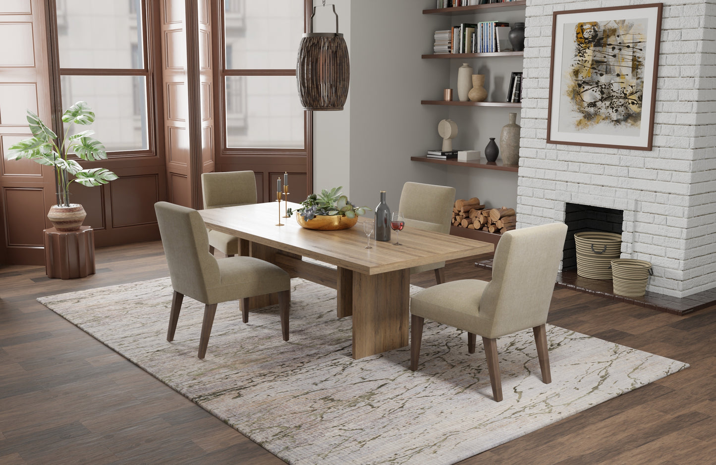 Pryor Modern Abstract, Taupe/Green/Tan