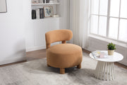 063-Teddy Fabric armless accent chair with curved backrest and solid wooden legs upholstered chair slipper side chair  for primary living space bedroom vanity room or reading room ,Khaki