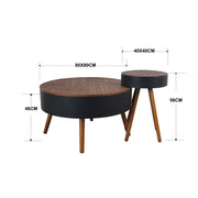31.5-inch round coffee table with storage function, featuring an engraved tabletop, is an ideal beverage table for small spaces, serving as a modern-style accent side table suitable for living rooms,