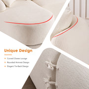 Boneless L-Shape Sectional Sofa with Curved Chaise,White Modular Chenille Compression Couch,30D High-Density Foam,Minimalist Modular Couches Sleeper for Living Room Bedroom Apartment Lounge.