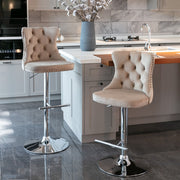 Swivel Barstools Adjusatble Seat Height From 25-33", Modern Upholstered Base Bar Stools With Backs Comfortable Tufted For Home Pub And Kitchen Island (Set of 2)