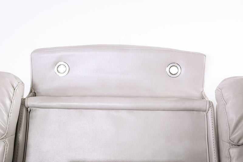 Power Reclining Sectional Couch Light Taupe Leatherette Sofa Corner Wedge Chairs Console Living Room Furniture Recliner L-Shaped Sectional