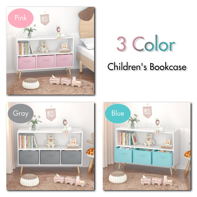 Bookcase With Collapsible Drawers, Book Display Organizer