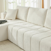 108' L-Shaped Chenille Sectional Sofa, Cloud Style Boneless Sofa with Chaise, Modern Upholstered Couch with Cup Holders & Side Pockets, Compression Sofa for Living Room, No Assembly Required, Black