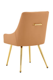 Leather Upholstered Modern Dining Chair with Diamond Tufted Button Back - Dining Room Negotiation Room Cafe Office Accent Chair (Light Brown, Set of 2)