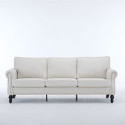 Rolled Arm Sofa With Nailhead Trim With Wooden Legs