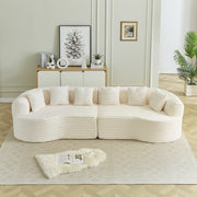 Modern Bone-Free Cloud Sectional Sofa, 111.5-Inch Oversized Four-Seater with Deep Seat Design in Beige Corduroy Fabric, 6 Pillows