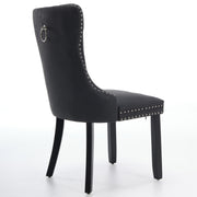 Dining Room Chairs Set of 2,Vintage Sheepskin Texture PU Leather,High Back with Button Tufted & Nailhead Trim,Wood Frame,S-Spring & Resilient Sponge Cushion,Ideal for Kitchen,Charcoal Black,SW1101BK