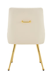 Leather Upholstered Modern Dining Chair with Diamond Tufted Button Back - Dining Room Negotiation Room Cafe Office Accent Chair (Off White, Set of 2)