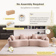 LY-025 Modular Sleeper Sectional Sofa, 4-Seater with Wood Grain Chenille Fabric, Warm Beige Convertible Sofa Bed, 30D High-Density Sponge Couch for Apartment & Living Room