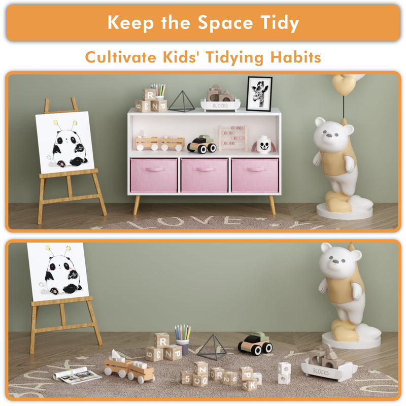 Bookcase With Collapsible Drawers, Book Display Organizer