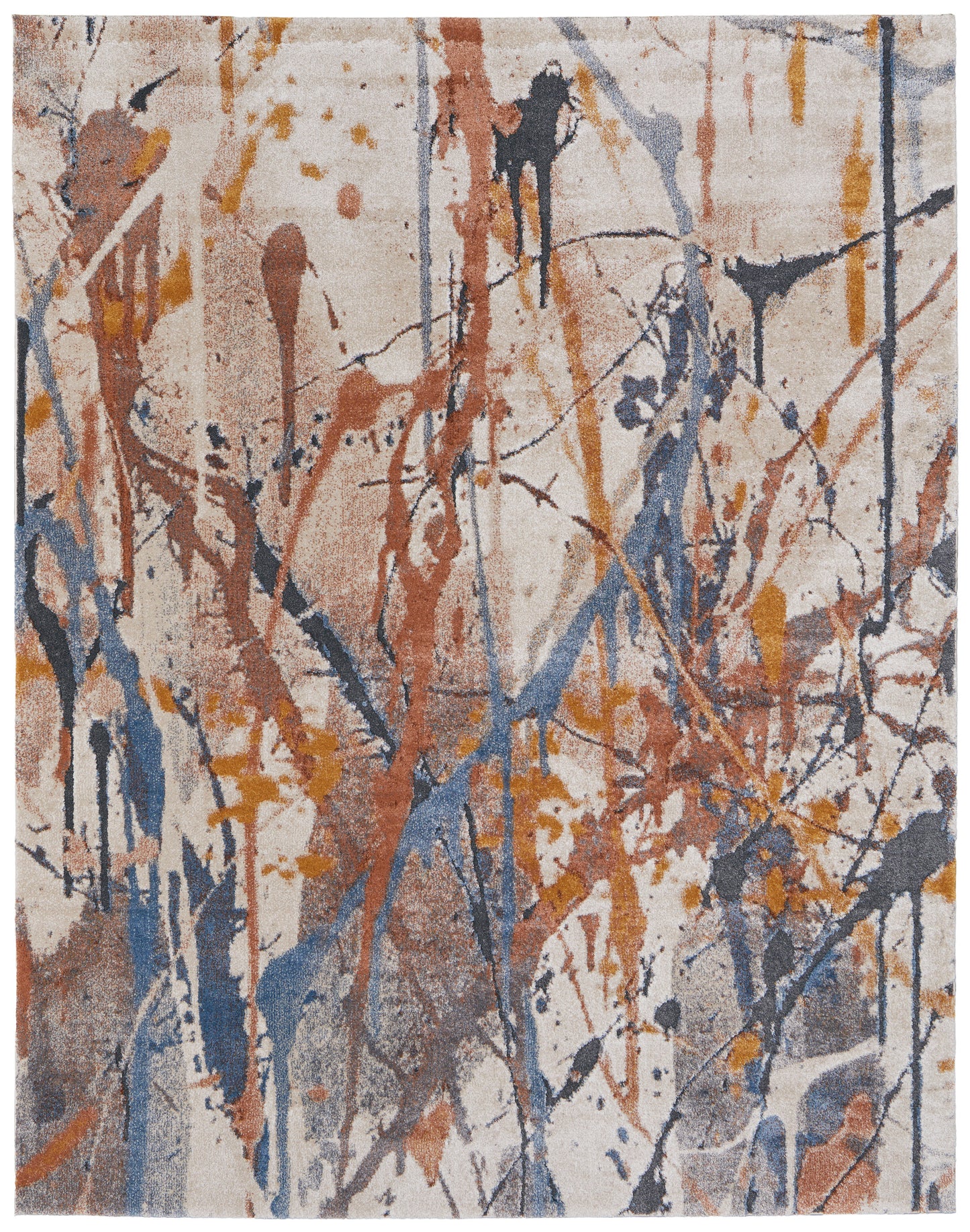 Gilmore Modern Watercolor, Blue/Orange/Gray